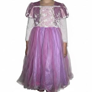 Princess Rapunzel dress Lilac Purple Velvet Lace Costume kids Gown Size‎ 120 5/6